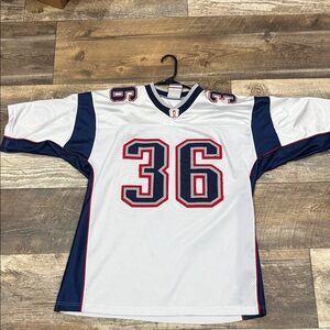 White and Blue Sports Jersey with Number 36 New England